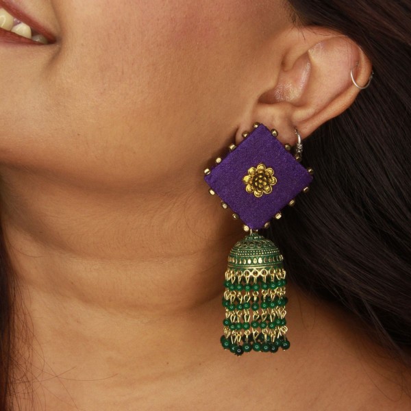 Purple Gold chandelier Jhumka